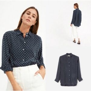 Everlane Polka Dot Boyfriend Button Down Navy